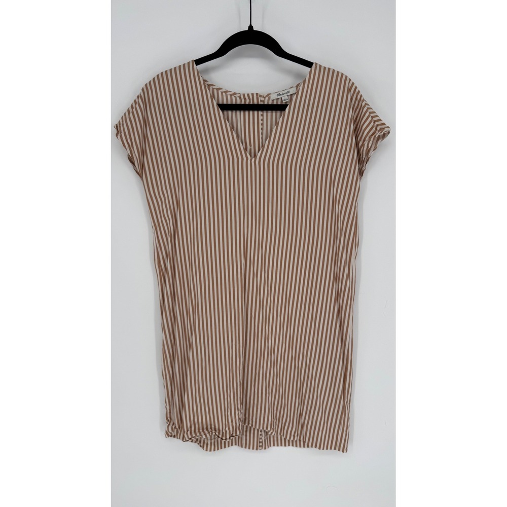 MADEWELL BUTTON BACK MINI DRESS SMALL BEIGE CREAM